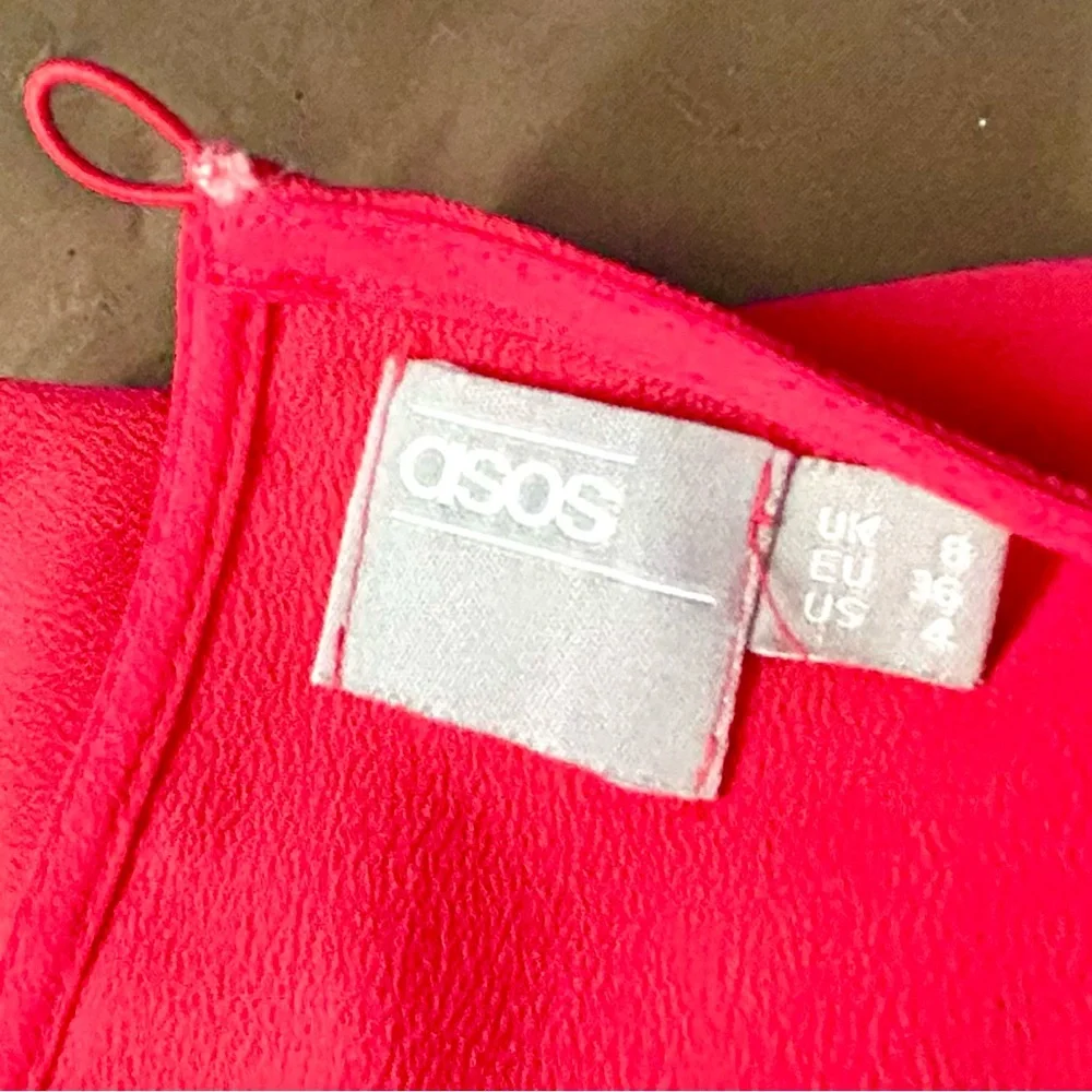 ASOS Red, Pink Floral Embroidered Wide-Leg Jumpsuit, Size 4 - Picture 8 of 9